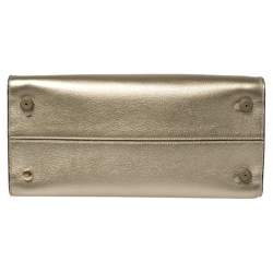 Pre Owned Dior Metallic Gold Leather Medium Diorever Bag