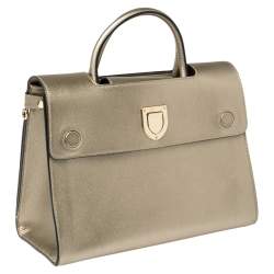 Pre Owned Dior Metallic Gold Leather Medium Diorever Bag
