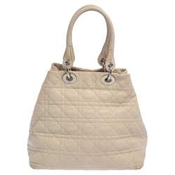 Pre Owned Dior Beige Cannage Quilted Leather Soft Lady Dior Tote