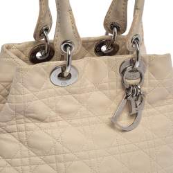 Pre Owned Dior Beige Cannage Quilted Leather Soft Lady Dior Tote