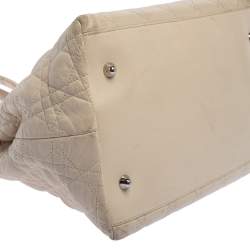 Pre Owned Dior Beige Cannage Quilted Leather Soft Lady Dior Tote