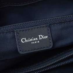 Dior Navy Blue Oblique Denim and Leather Vintage Buckle Tote