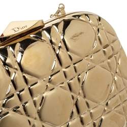 Dior Gold Metal Cannage Quilted Clutch Bag