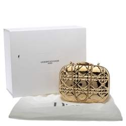 Dior Gold Metal Cannage Quilted Clutch Bag