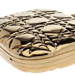 Dior Gold Metal Cannage Quilted Clutch Bag