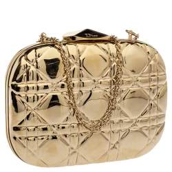 Dior Gold Metal Cannage Quilted Clutch Bag