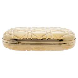 Dior Gold Metal Cannage Quilted Clutch Bag