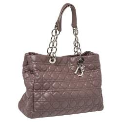 Dior Mauve Purple Cannage Leather Soft Lady Dior Shopper Tote