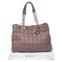 Dior Mauve Purple Cannage Leather Soft Lady Dior Shopper Tote