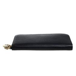 Dior Black Leather Diorissimo Voyageur  Zip Around Wallet