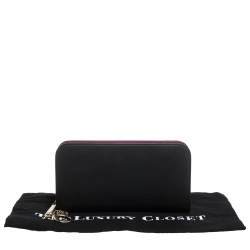 Dior Black Leather Diorissimo Voyageur  Zip Around Wallet