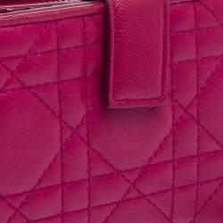 Dior Fuchsia Cannage Leather French Compact Wallet