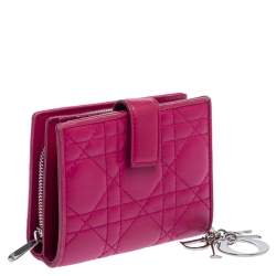 Dior Fuchsia Cannage Leather French Compact Wallet
