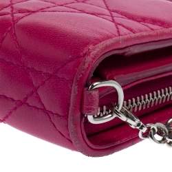 Dior Fuchsia Cannage Leather French Compact Wallet