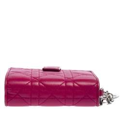 Dior Fuchsia Cannage Leather French Compact Wallet