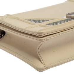 Pre Owned Dior Off White Leather and Sequin Mini Diorama Shoulder Bag