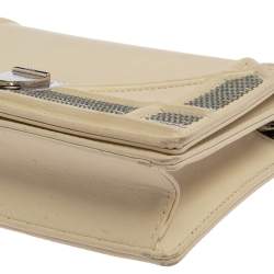 Pre Owned Dior Off White Leather and Sequin Mini Diorama Shoulder Bag