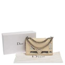 Pre Owned Dior Off White Leather and Sequin Mini Diorama Shoulder Bag