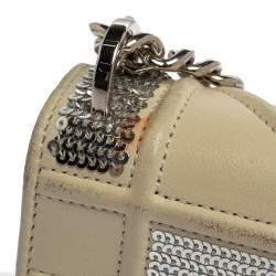 Pre Owned Dior Off White Leather and Sequin Mini Diorama Shoulder Bag
