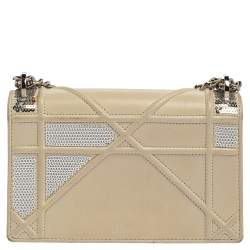 Pre Owned Dior Off White Leather and Sequin Mini Diorama Shoulder Bag