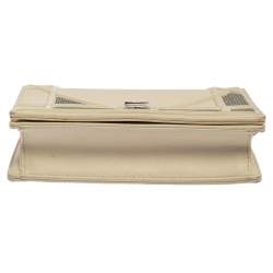 Pre Owned Dior Off White Leather and Sequin Mini Diorama Shoulder Bag