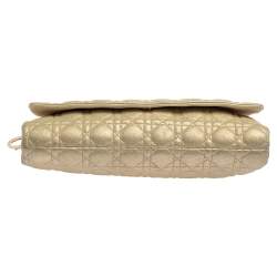 Pre Owned Dior Metallic Gold Cannage Leather Lady Dior Clutch