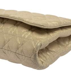 Pre Owned Dior Metallic Gold Cannage Leather Lady Dior Clutch