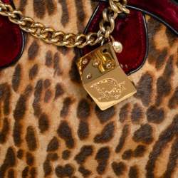 مملوكة مسبقًا Dior Multicolor Leopard Print Calfhair, Velvet and Patent Leather Gambler Dice Bag