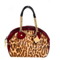 مملوكة مسبقًا Dior Multicolor Leopard Print Calfhair, Velvet and Patent Leather Gambler Dice Bag