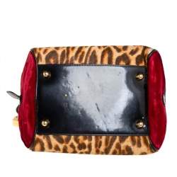 مملوكة مسبقًا Dior Multicolor Leopard Print Calfhair, Velvet and Patent Leather Gambler Dice Bag