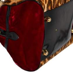 مملوكة مسبقًا Dior Multicolor Leopard Print Calfhair, Velvet and Patent Leather Gambler Dice Bag