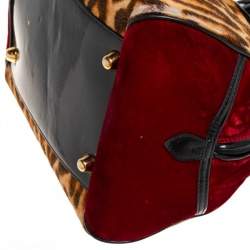 مملوكة مسبقًا Dior Multicolor Leopard Print Calfhair, Velvet and Patent Leather Gambler Dice Bag