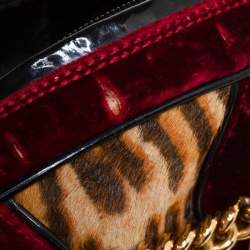 مملوكة مسبقًا Dior Multicolor Leopard Print Calfhair, Velvet and Patent Leather Gambler Dice Bag