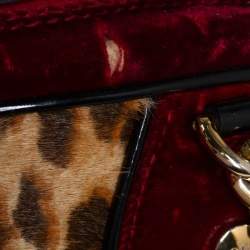 مملوكة مسبقًا Dior Multicolor Leopard Print Calfhair, Velvet and Patent Leather Gambler Dice Bag
