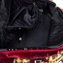 مملوكة مسبقًا Dior Multicolor Leopard Print Calfhair, Velvet and Patent Leather Gambler Dice Bag