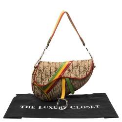 Pre Owned Dior Multicolor Oblique Canvas and Leather Rasta Saddle Bag