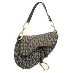 مملوكة مسبقًا Dior Blue Oblique Denim and Leather Saddle Bag