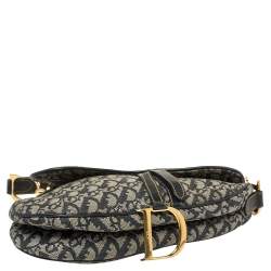 مملوكة مسبقًا Dior Blue Oblique Denim and Leather Saddle Bag