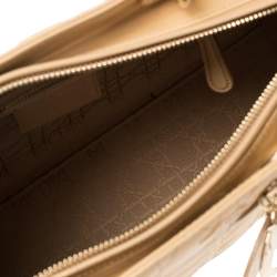 Pre Owned Dior Beige Cannage Patent Leather Large Lady Dior Tote