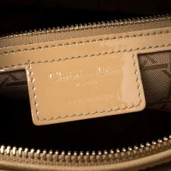 Pre Owned Dior Beige Cannage Patent Leather Large Lady Dior Tote