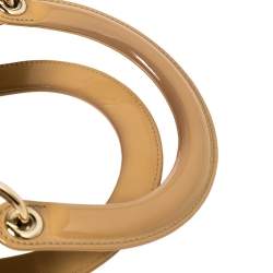 Pre Owned Dior Beige Cannage Patent Leather Large Lady Dior Tote