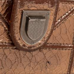 Pre Owned حافظة بطاقات ديور ديوراما غوسيت جلد مُجعد ذهبي ميتاليك 