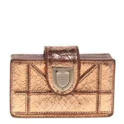 Pre Owned حافظة بطاقات دي ور ديوراما غوسيت جلد مُجعد ذهبي ميتاليك 