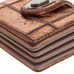 Pre Owned حافظة بطاقات ديور ديوراما غوسيت جلد مُجعد ذهبي ميتاليك 