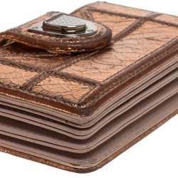 Pre Owned حافظة بطاقات ديور ديوراما غوسيت جلد مُجعد ذهبي ميتاليك 