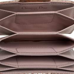 Pre Owned حافظة بطاقات ديور ديوراما غوسيت جلد مُجعد ذهبي ميتاليك 