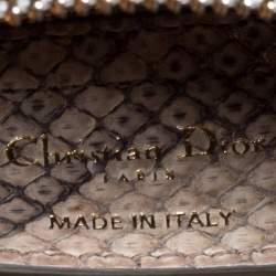 Pre Owned Dior Beige/Gold Python Medium Lady Dior Tote