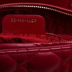 Pre Owned حقيبة يد ديور ليدي ديور كبيرة جلد كاناج أحمر