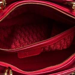 Pre Owned حقيبة يد ديور ليدي ديور كبيرة جلد كاناج أحمر