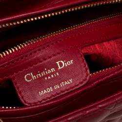 Pre Owned حقيبة يد ديور ليدي ديور كبيرة جلد كاناج أحمر